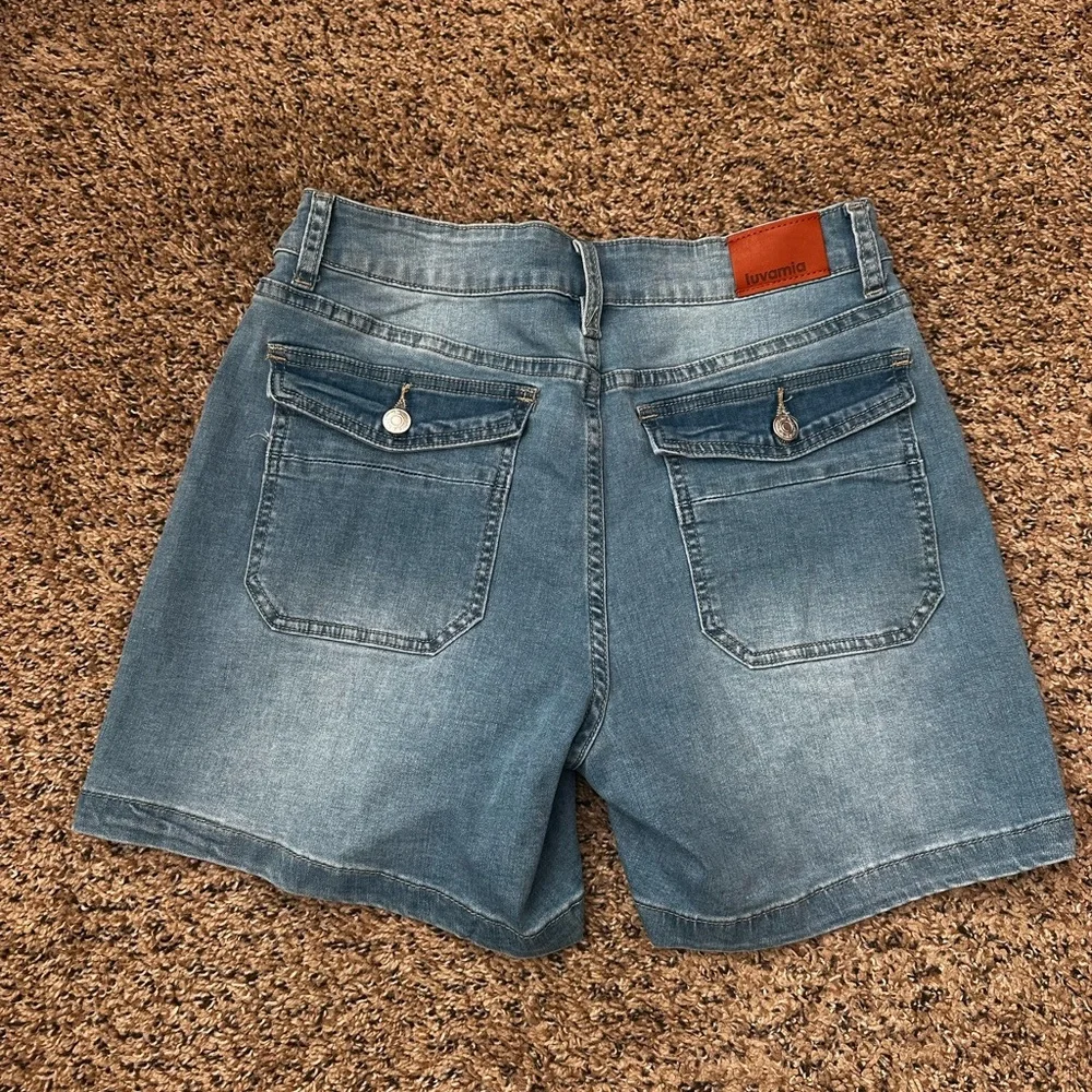 Luvamia Women's Light Blue Jean Shorts - Picture 4 of 5